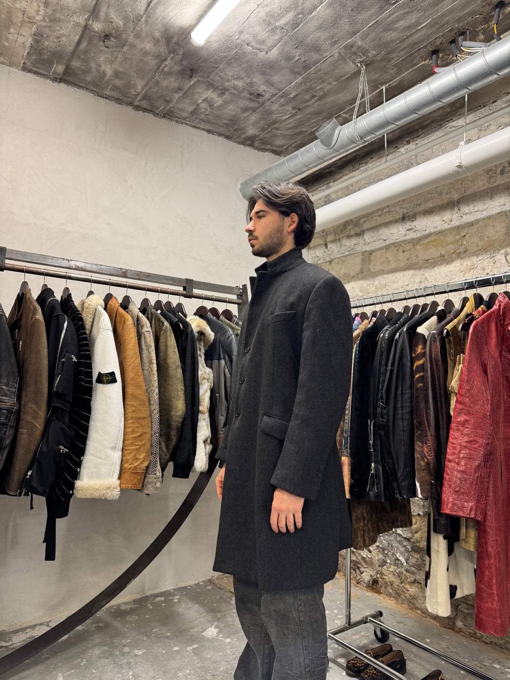 FW1998 Prada Italian Grey Wool Imperial Trench Coat