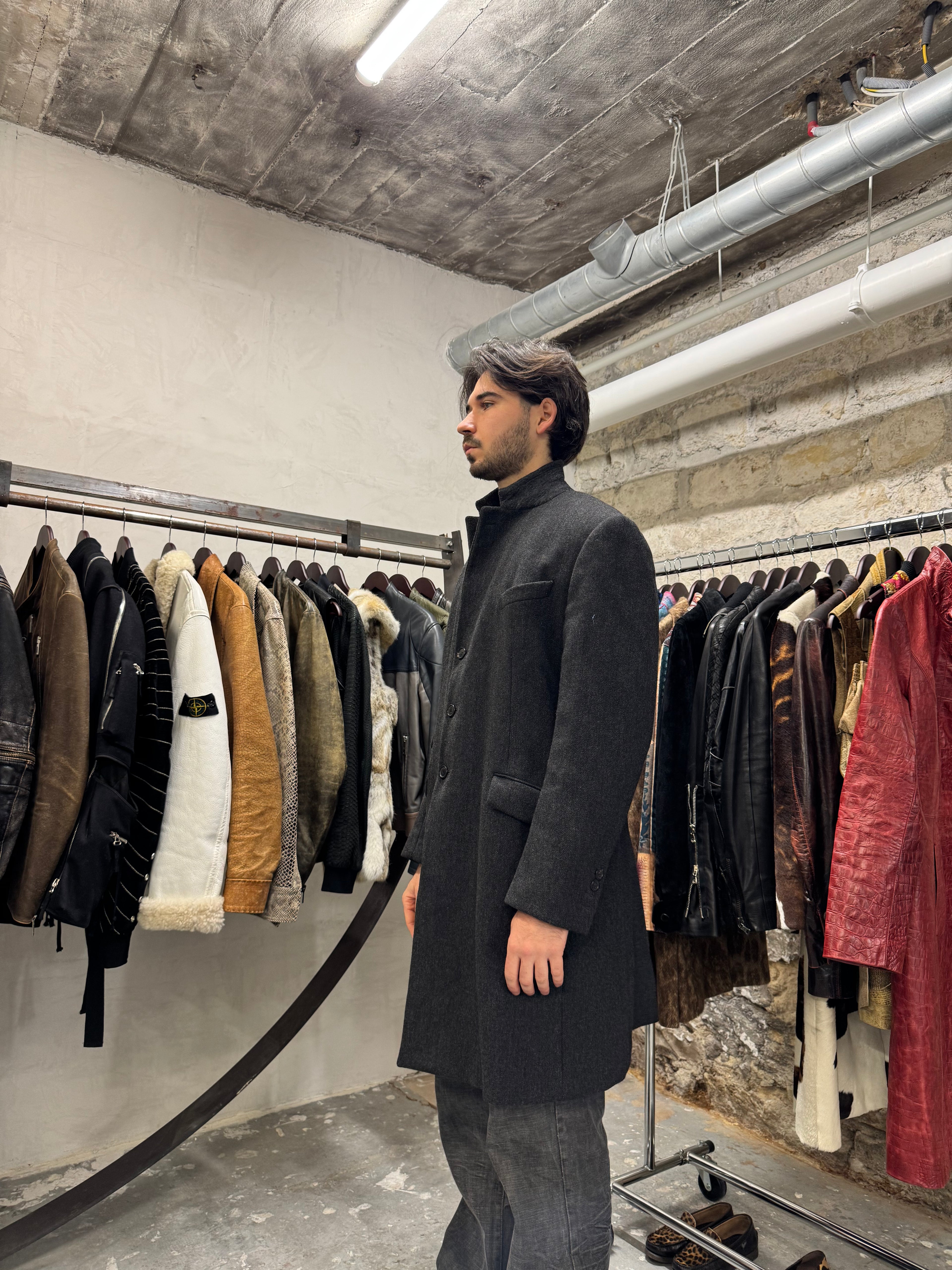 FW1998 Prada Italian Grey Wool Imperial Trench Coat