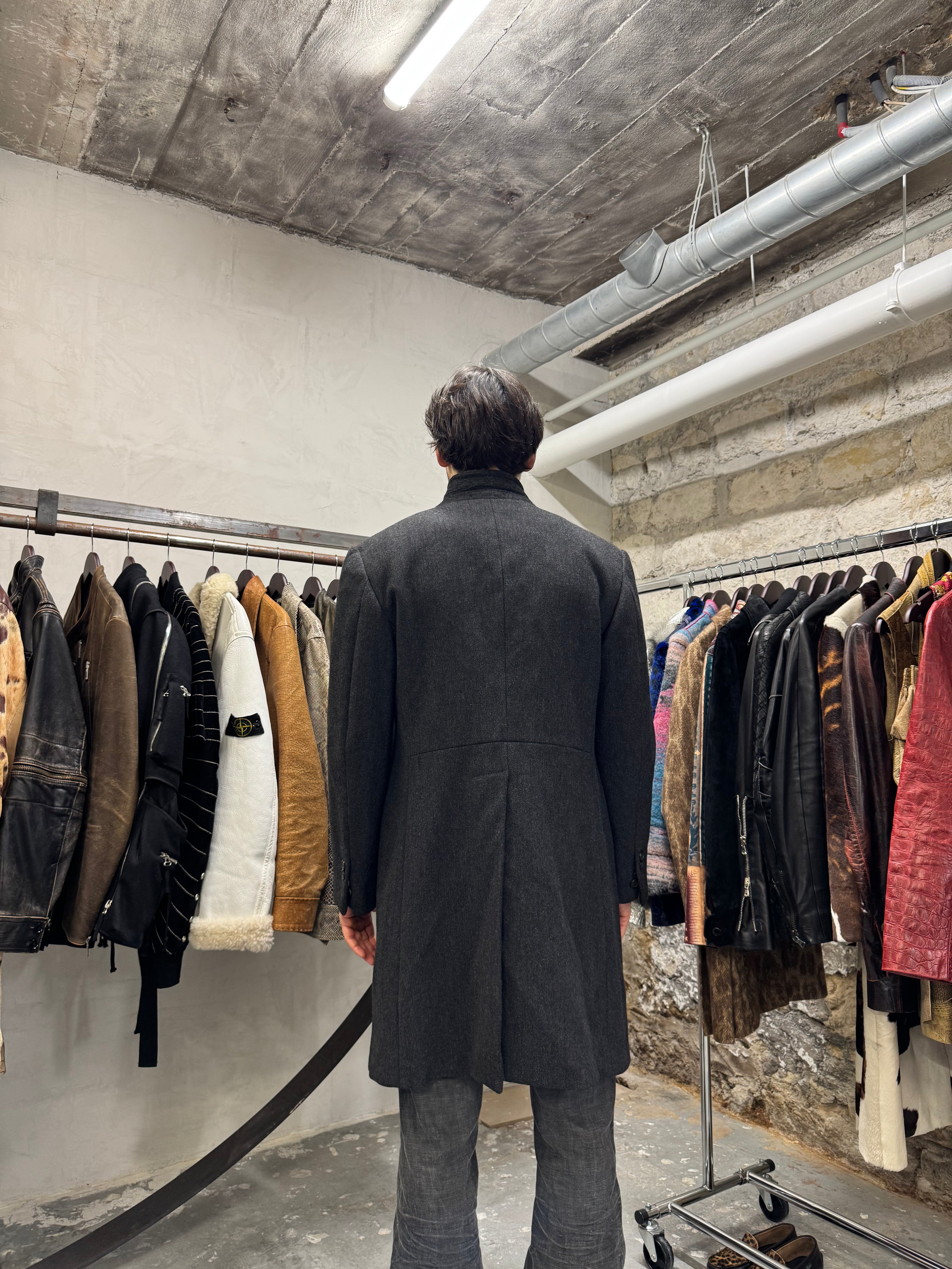 FW1998 Prada Italian Grey Wool Imperial Trench Coat