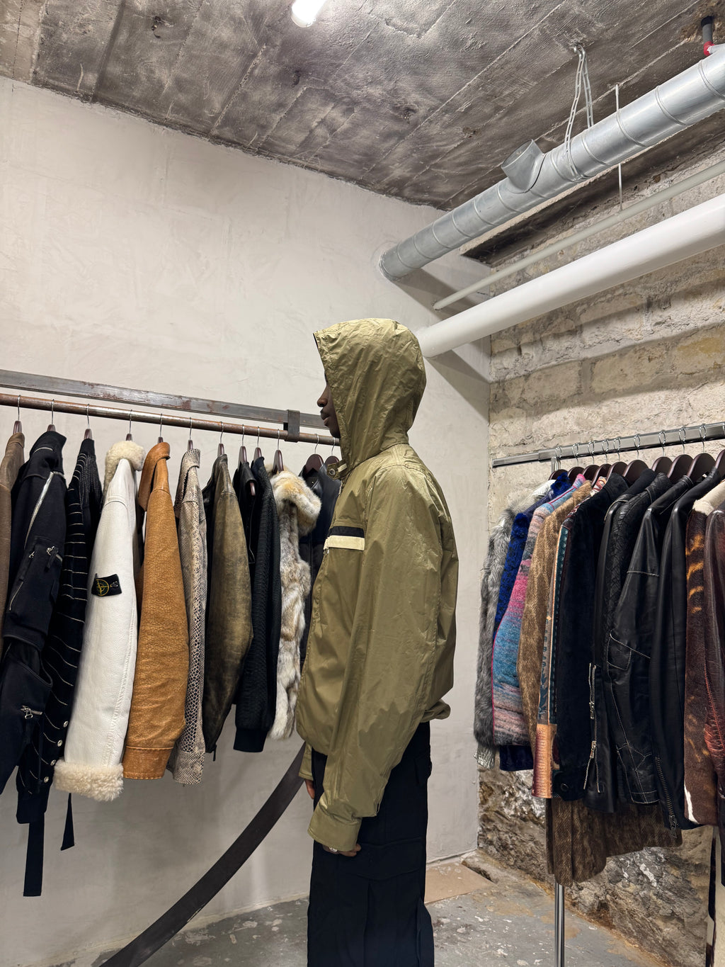 2000s Prada Linea Rossa Olive Hooded Windbreaker Jacket