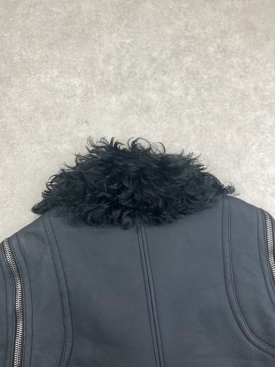 AW2009 Gucci Black Shearling Zip-Off Leather Jacket by Frida Giannini GHlmXsav 11