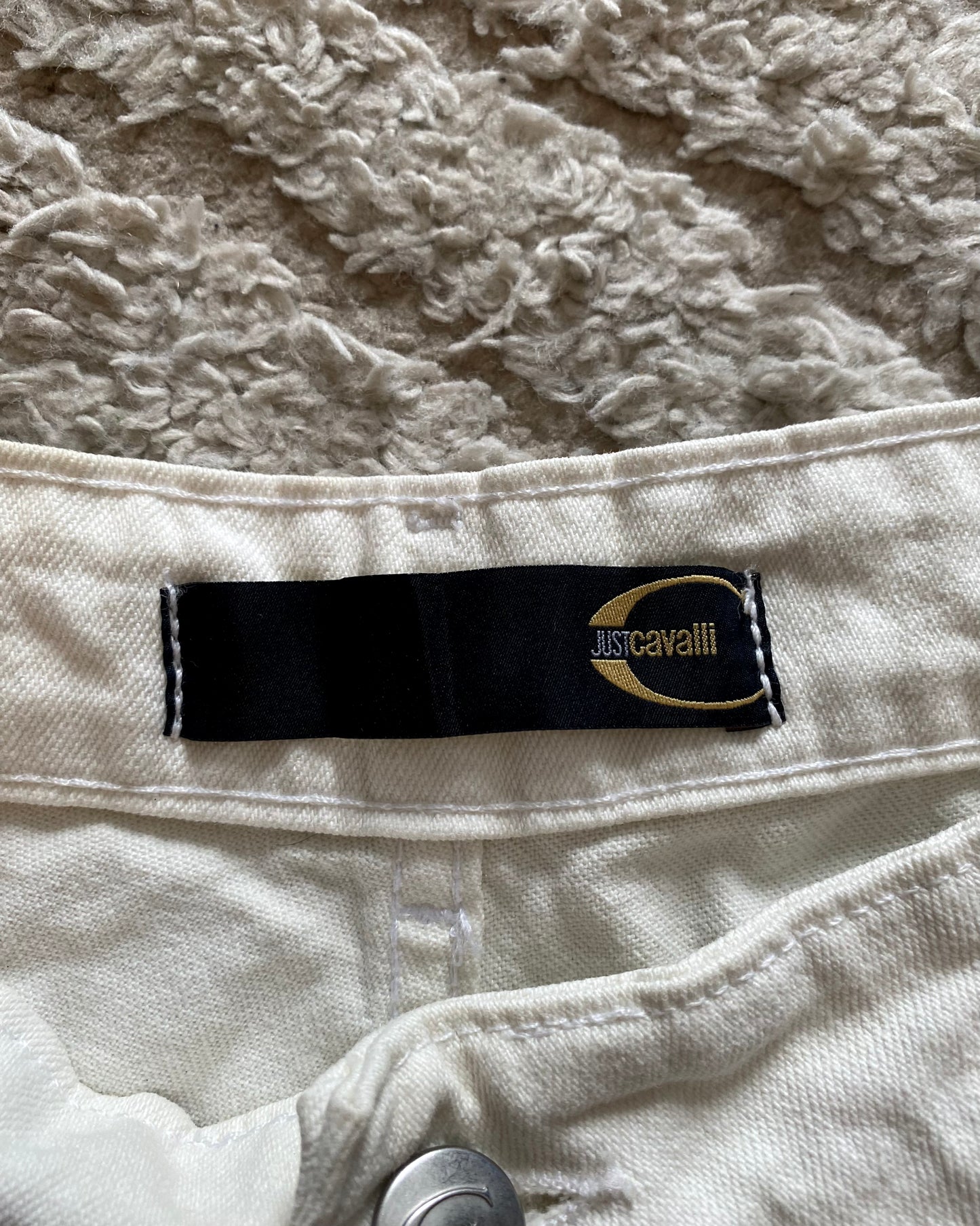 00’s Just Cavalli White Striped&Floral Jeans (S/XS)