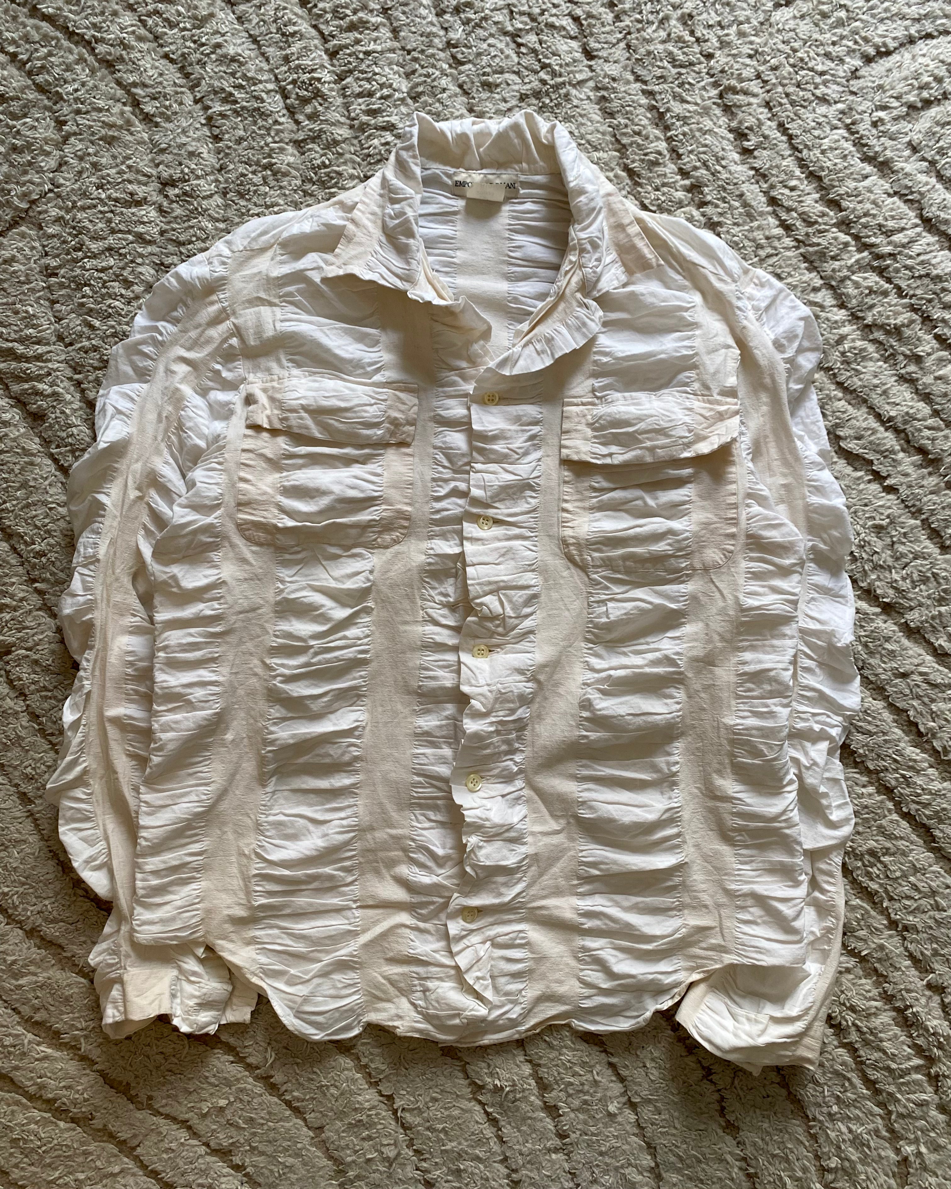 90年代 エンポリオ アルマーニ レリーフ ファイター シャツ (M)