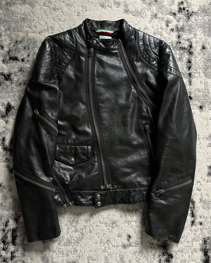 90s Moschino Tornado Zip Biker Leather Jacket (S/M)