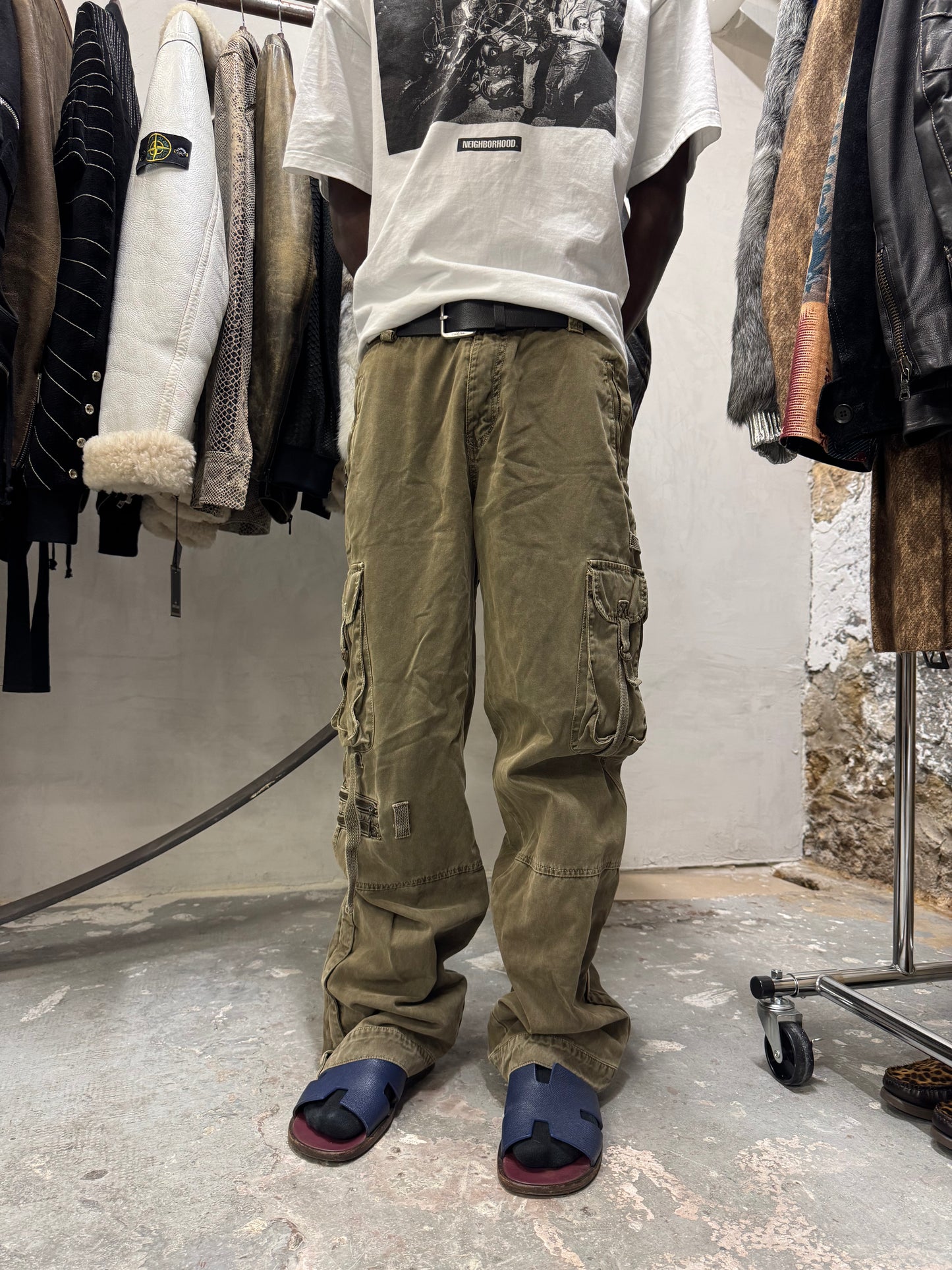 2000s Cozy Gete Cargo Olive Utility Pants (L)