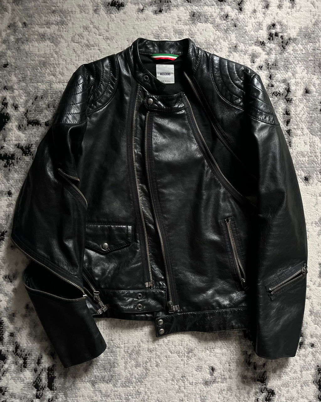 90 年代 Moschino Tornado 拉链机车皮夹克（S/M）