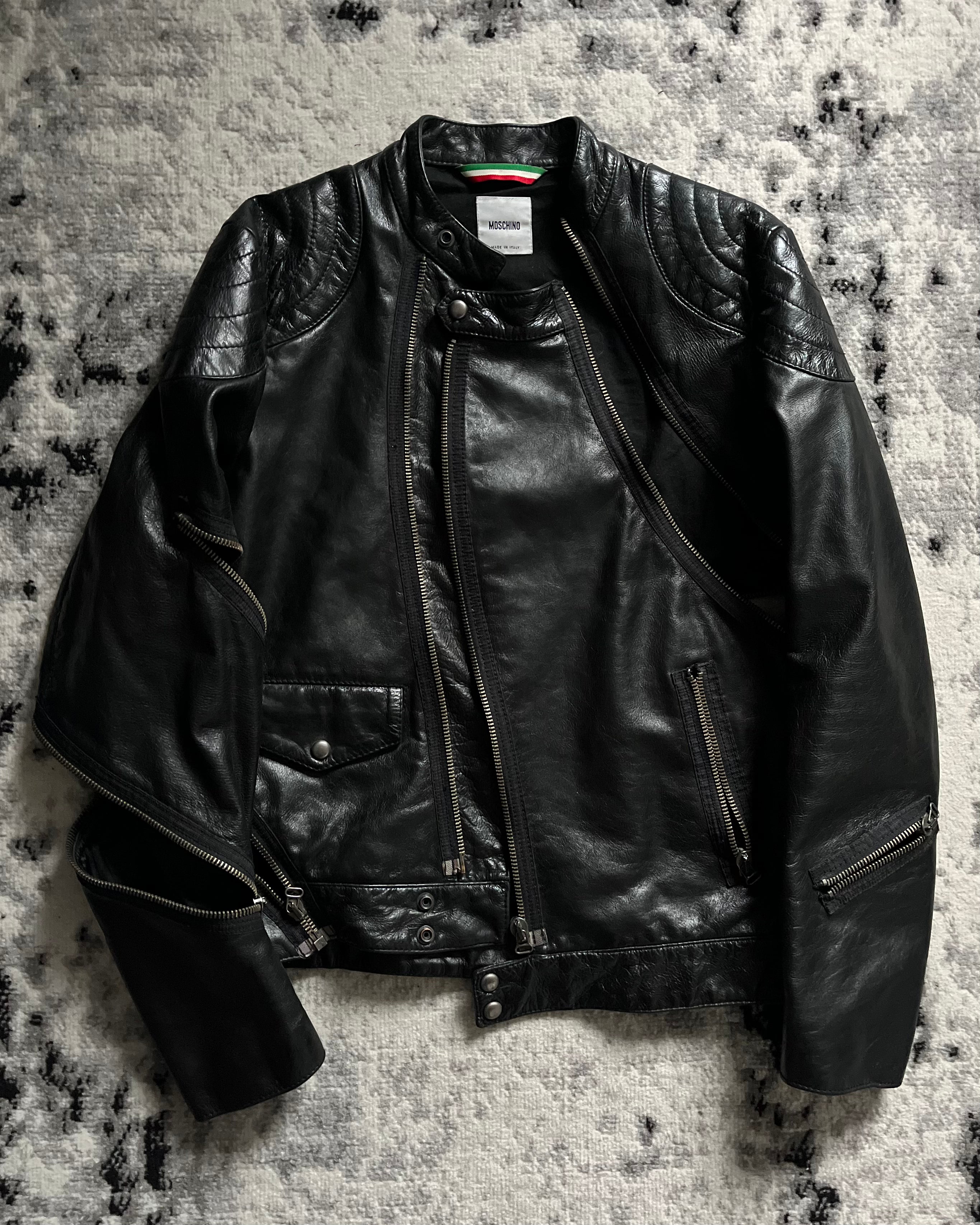 90 年代 Moschino Tornado 拉链机车皮夹克（S/M）