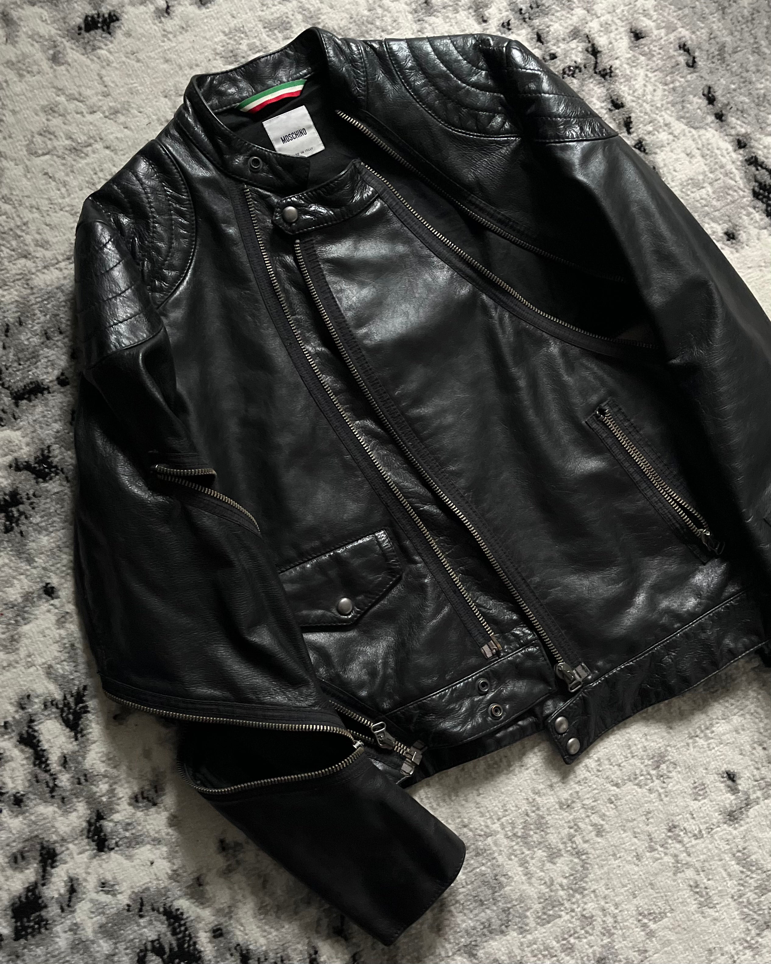 90 年代 Moschino Tornado 拉链机车皮夹克（S/M）