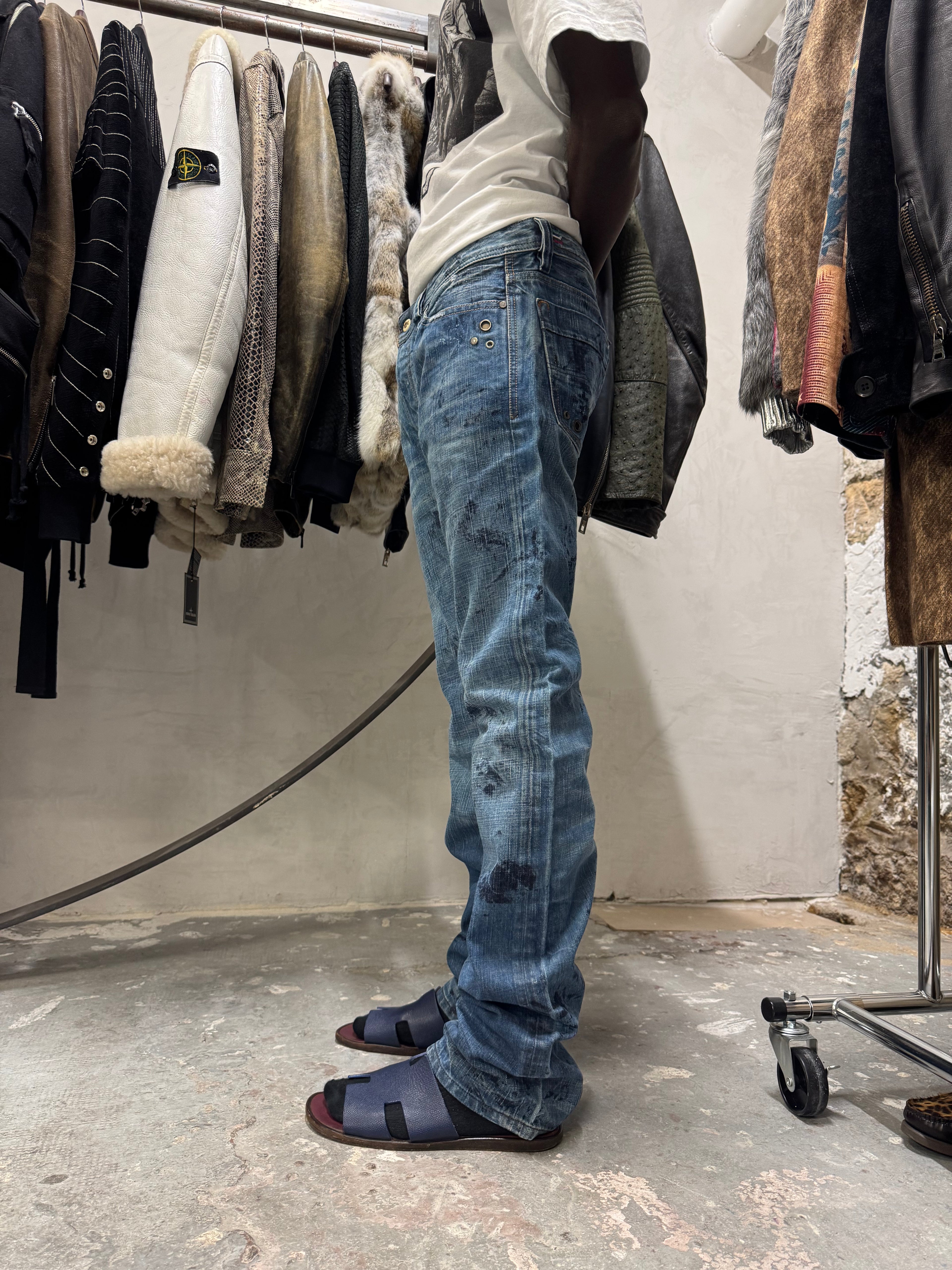 00年代 ディーゼル 分散ペイント汚れデニム (M/L) 