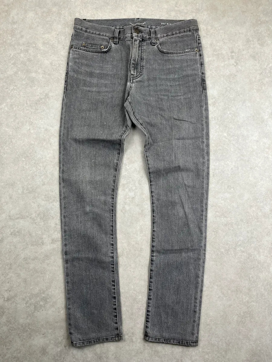 Saint Laurent Washed Grey Denim Washed Slim Jeans rZqcLIXl 0