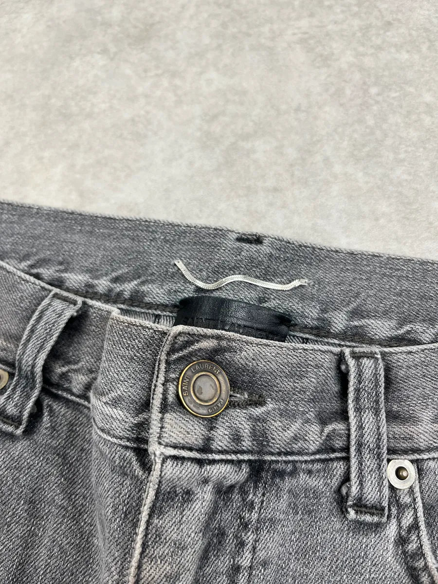 Saint Laurent Washed Grey Denim Washed Slim Jeans rZqcLIXl 8