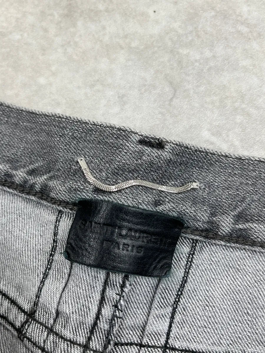 Saint Laurent Washed Grey Denim Washed Slim Jeans rZqcLIXl 10