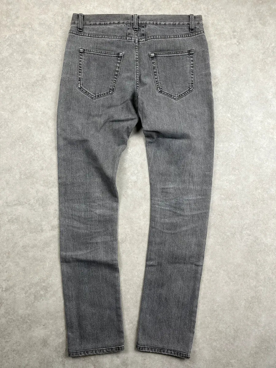 Saint Laurent Washed Grey Denim Washed Slim Jeans rZqcLIXl 4