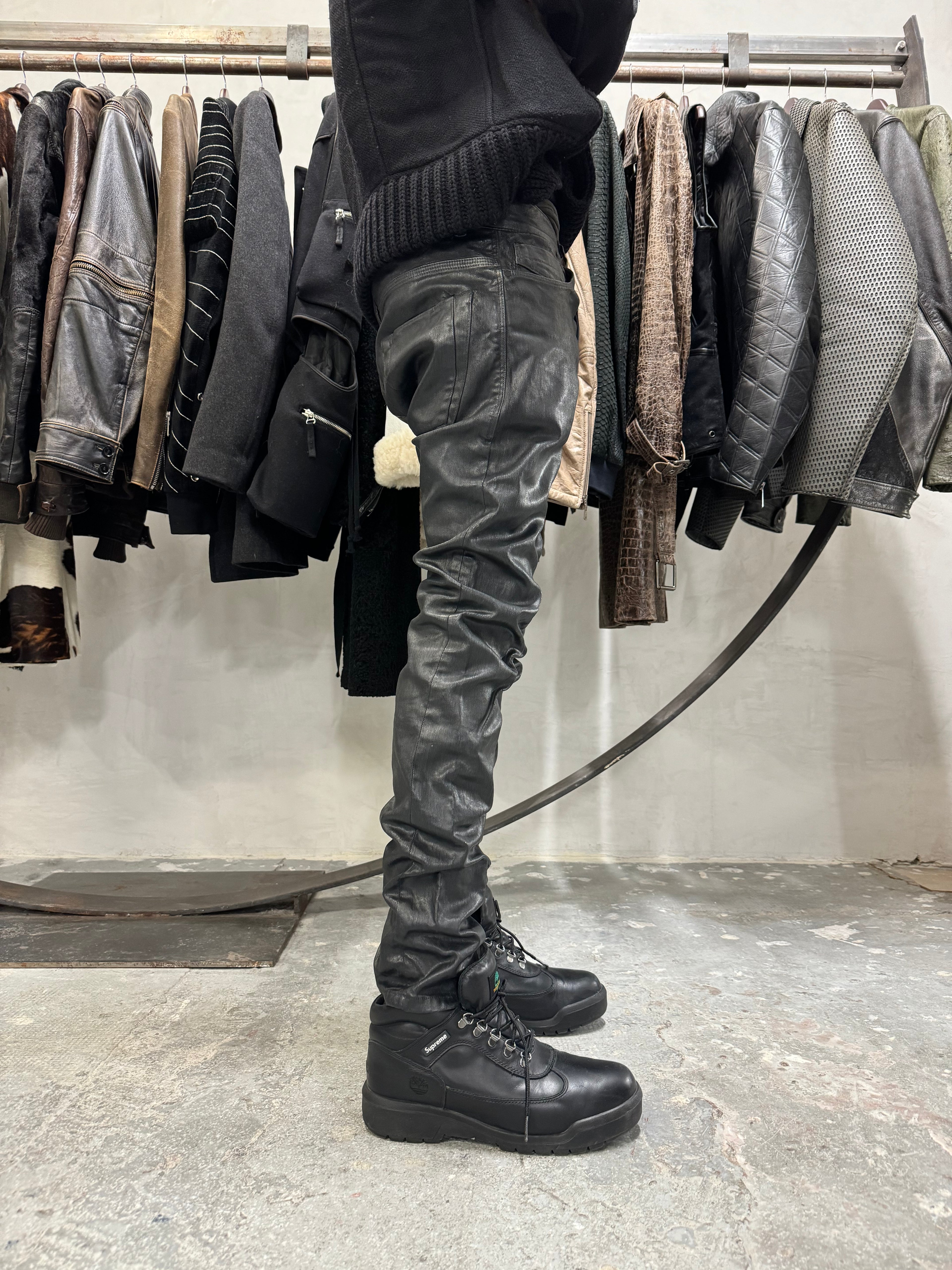 Diesel Black Gold Black Waxed Denim Slim Pants