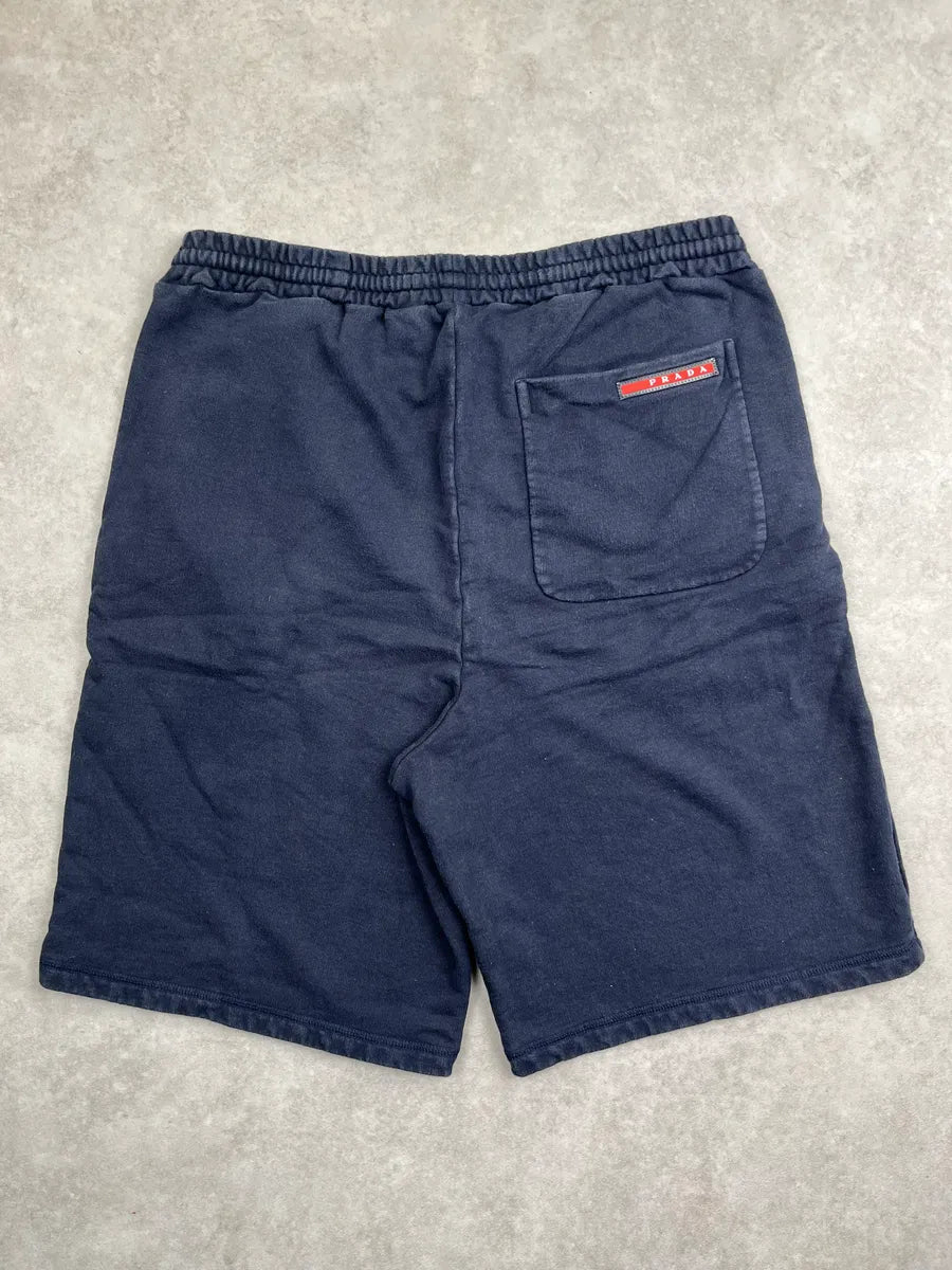 SS2015 Prada Navy Cozy Jersey Linea Rossa Shorts NZADLIHr 4