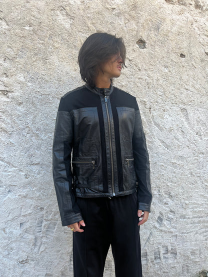00s Dirk Bikkembergs Black Hybrid Leather Jacket (L)