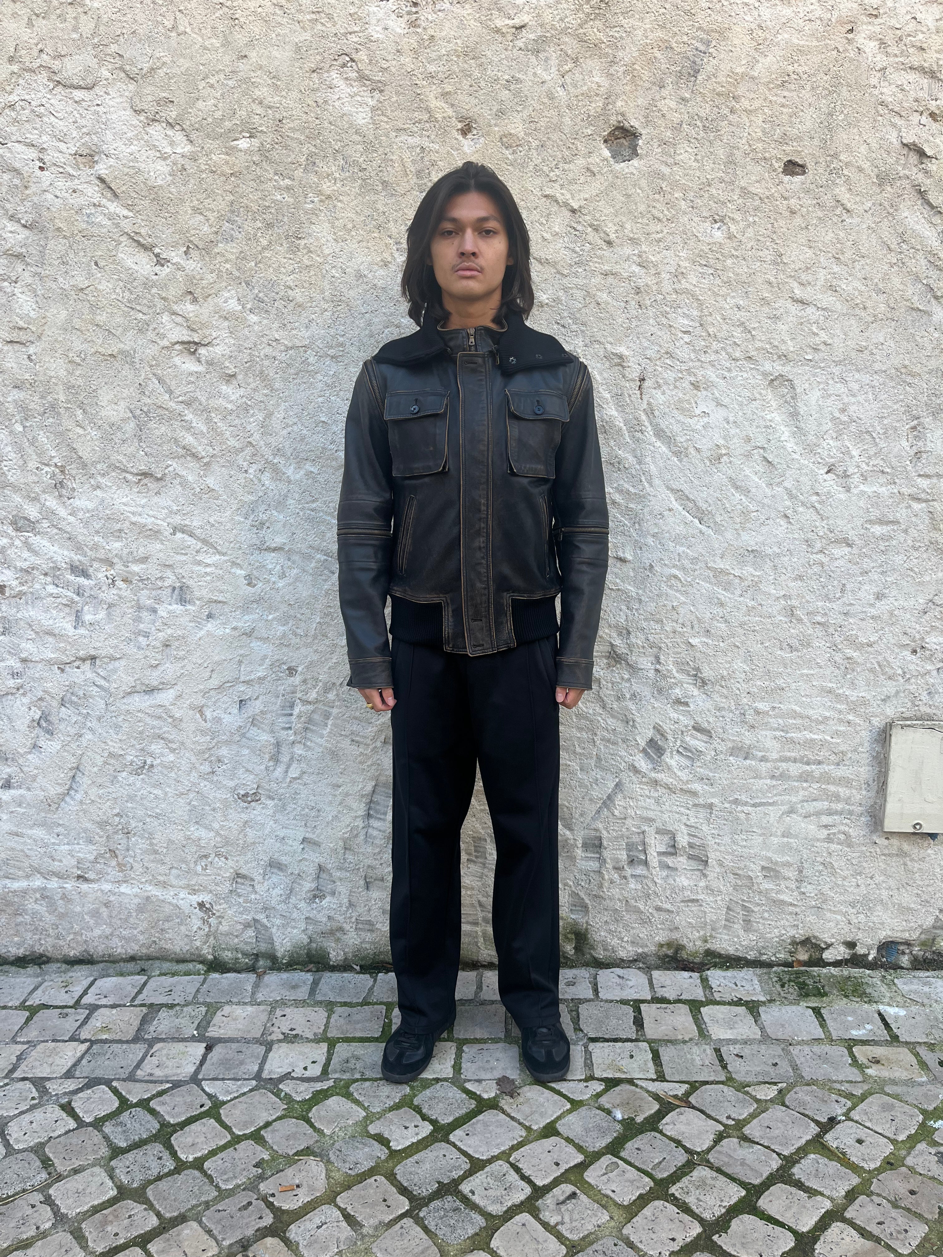 2003AW ドルチェ＆ガッバーナ デタッチャブルジップホースレザージャケット(M)