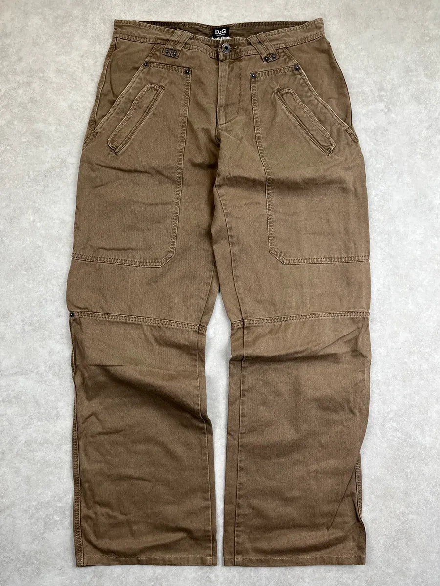 AW2003 Dolce & Gabbana Brown Carpenter Cargo Pants gHbBWDmO 0
