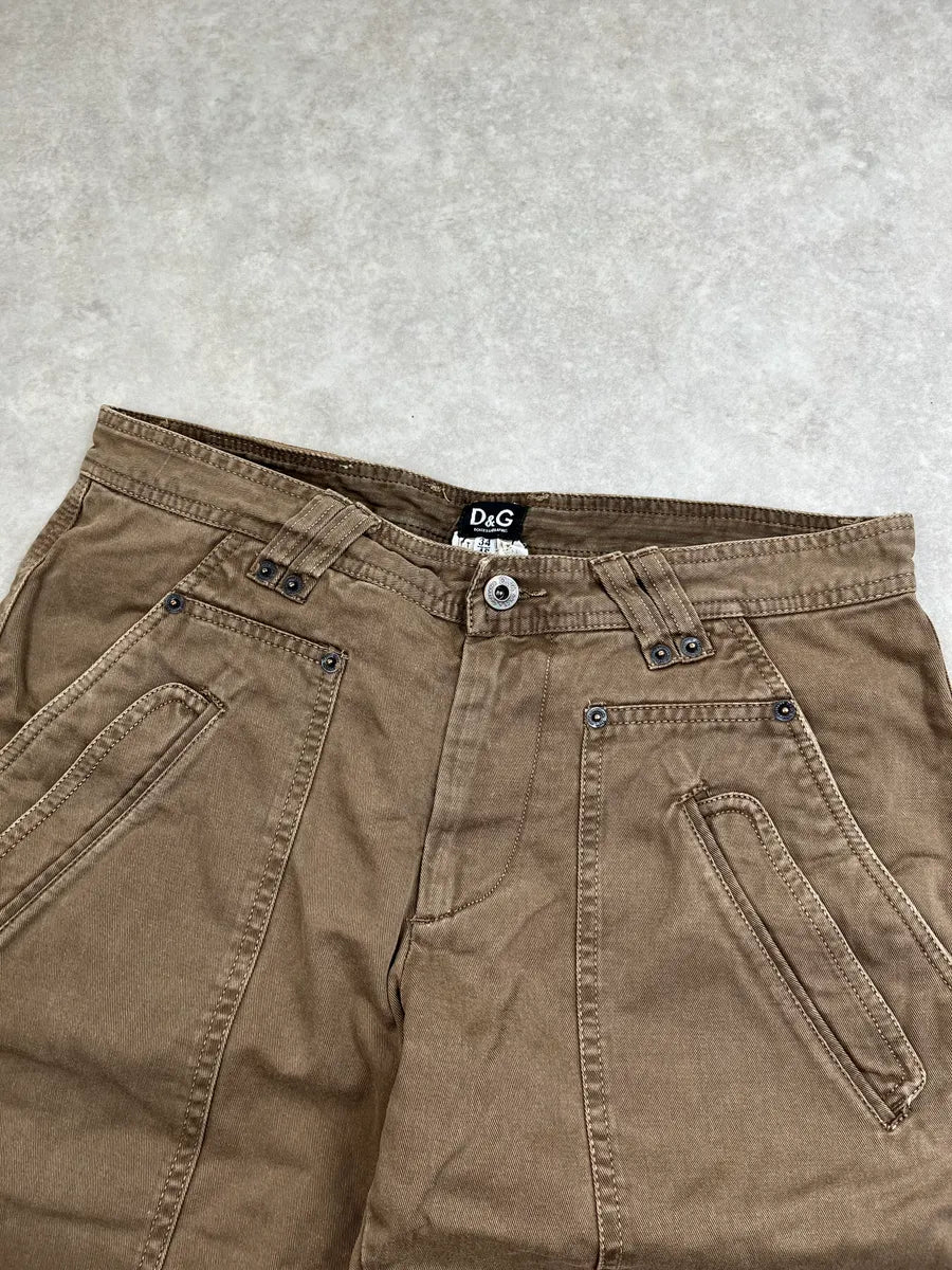 AW2003 Dolce & Gabbana Brown Carpenter Cargo Pants gHbBWDmO 5