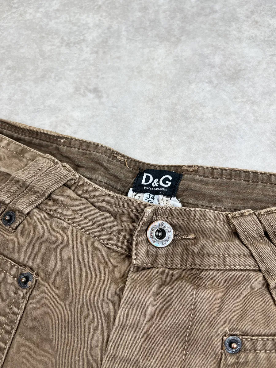 AW2003 Dolce & Gabbana Brown Carpenter Cargo Pants gHbBWDmO 8