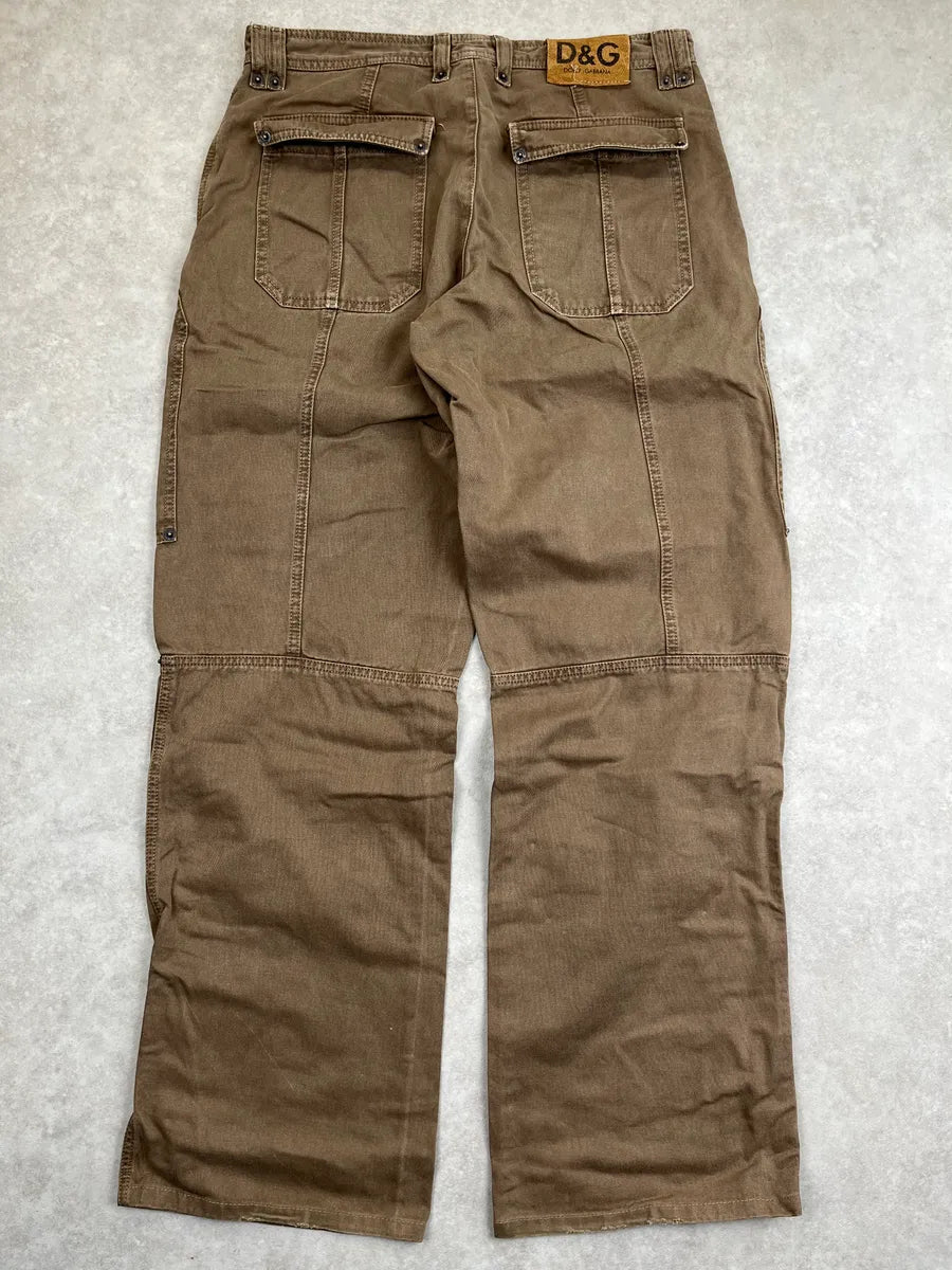 AW2003 Dolce & Gabbana Brown Carpenter Cargo Pants gHbBWDmO 4