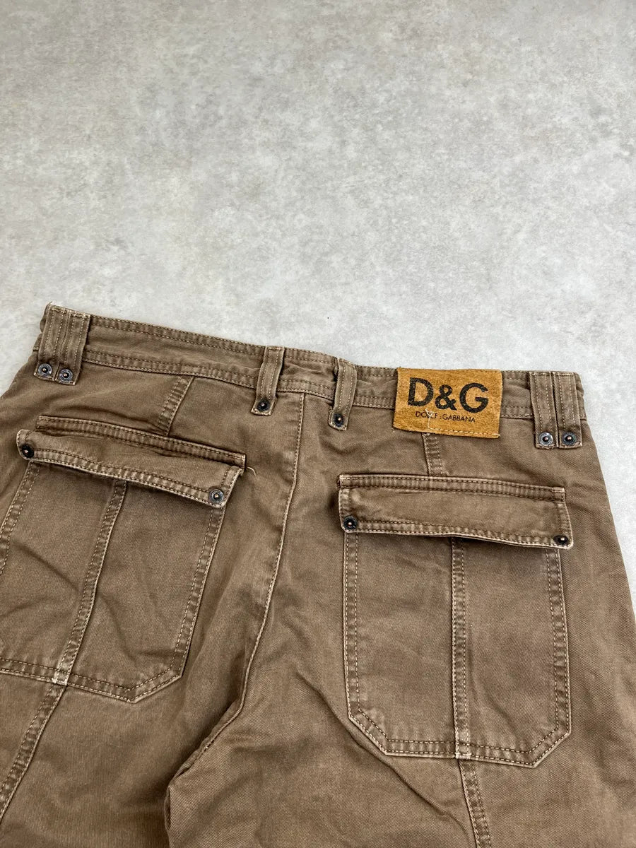 AW2003 Dolce & Gabbana Brown Carpenter Cargo Pants gHbBWDmO 6