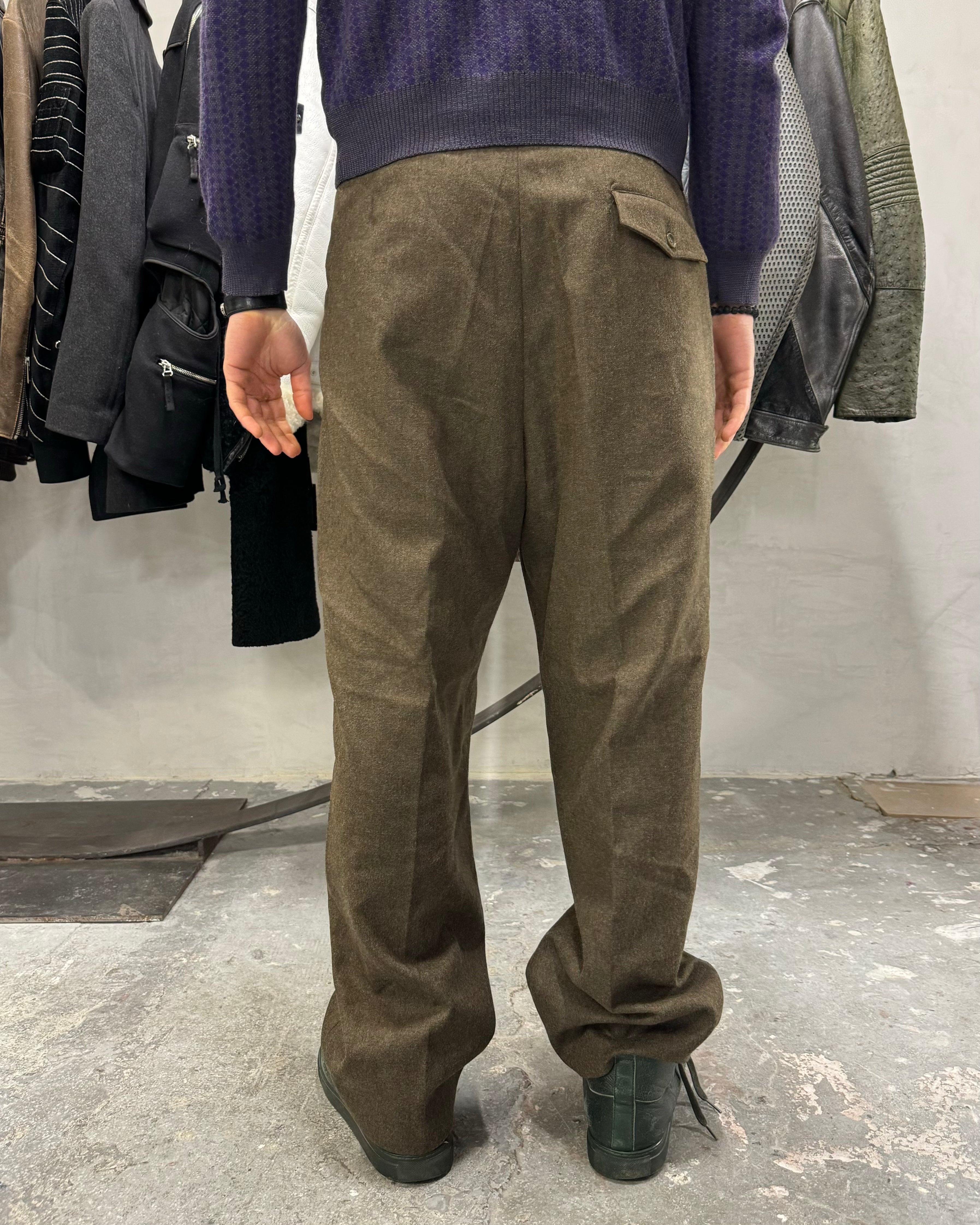 1990s Emporio Armani Olive Pure Wool Pants