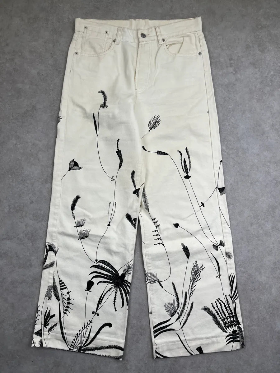 Dries Van Noten Off-White Botanical Print Jeans iFJXPaz 0