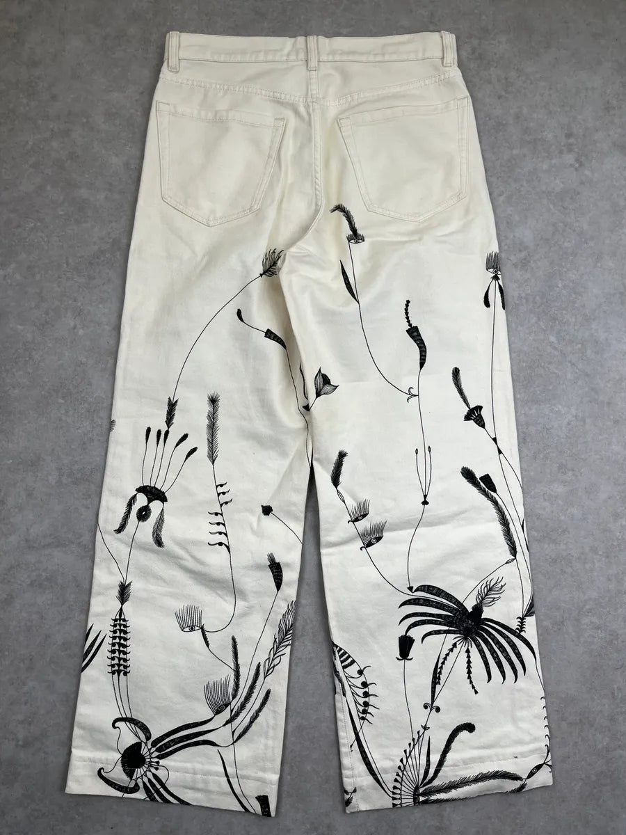 Dries Van Noten Off-White Botanical Print Jeans iFJXPaz 1