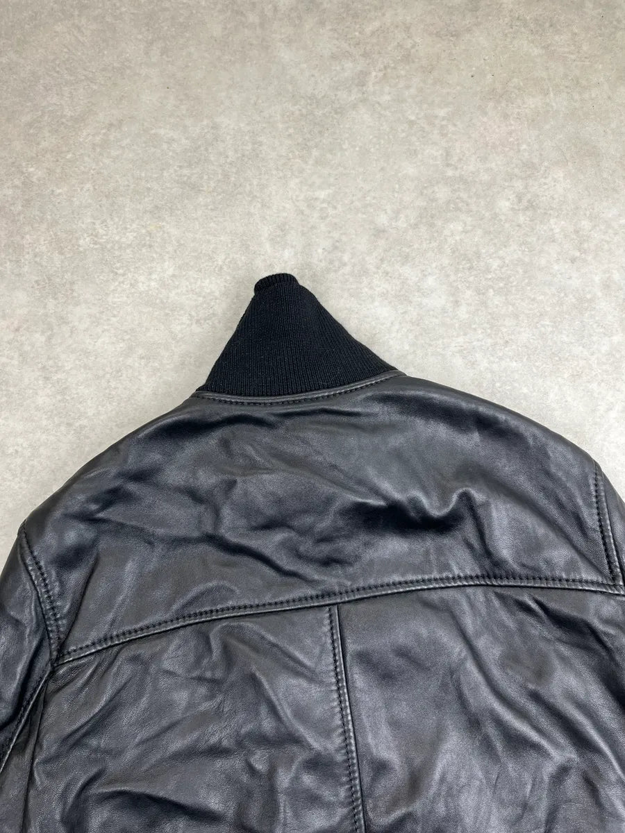 2000s Dolce & Gabbana Black Sheepskin Leather Multi-Pocket Mafia Jacket ebyptIP 6