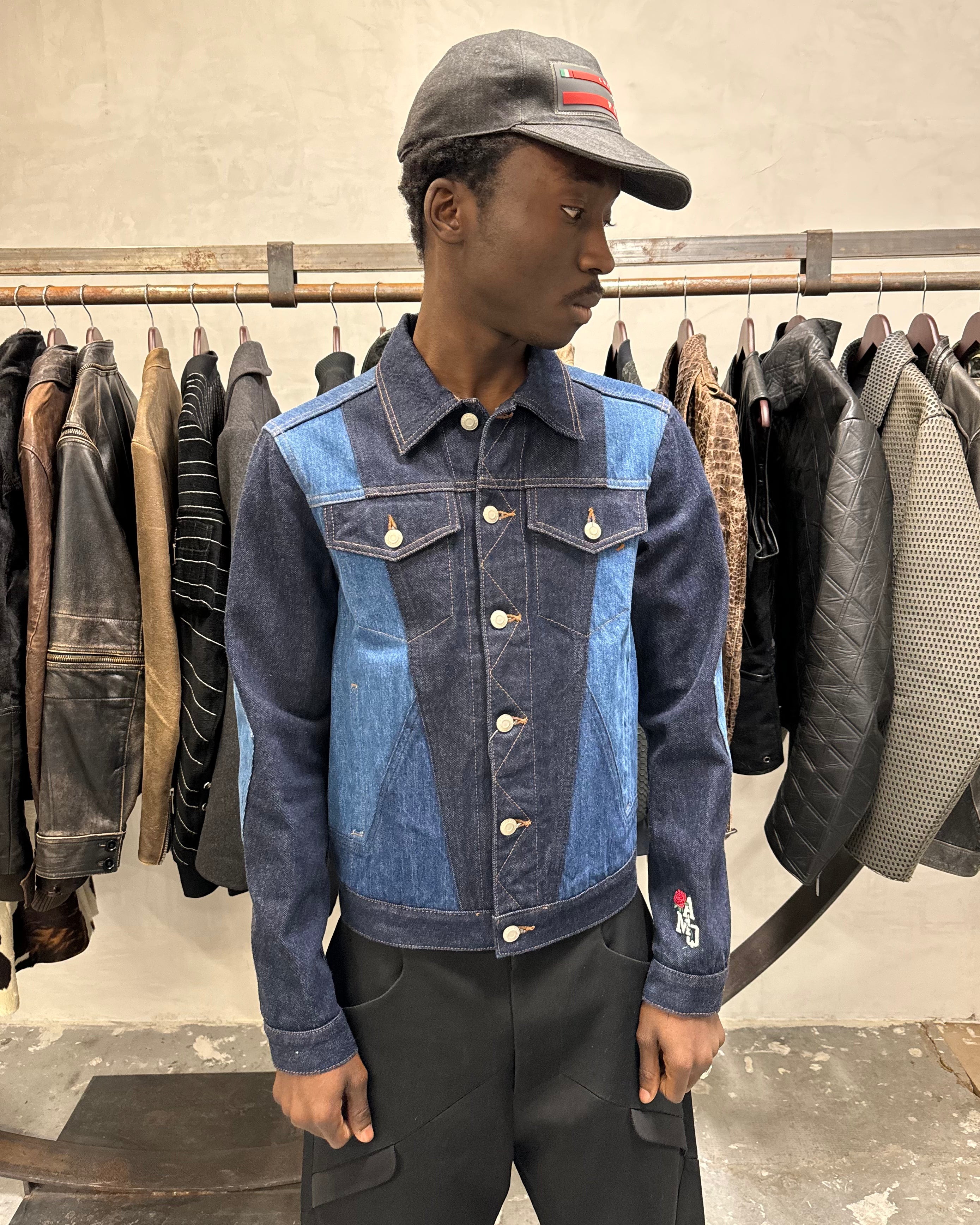 2017 AW アレキサンダー マックイーン ブルー ジャスタポジション デニム ジャケット (S)