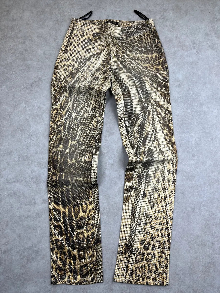 2000s Roberto Cavalli Beige Leopard Sequin Print Pants MFpKpVkS 0