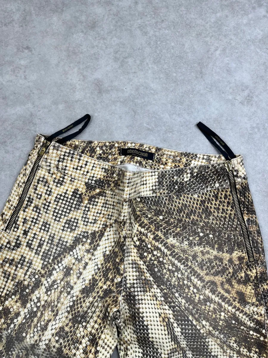 2000s Roberto Cavalli Beige Leopard Sequin Print Pants MFpKpVkS 5