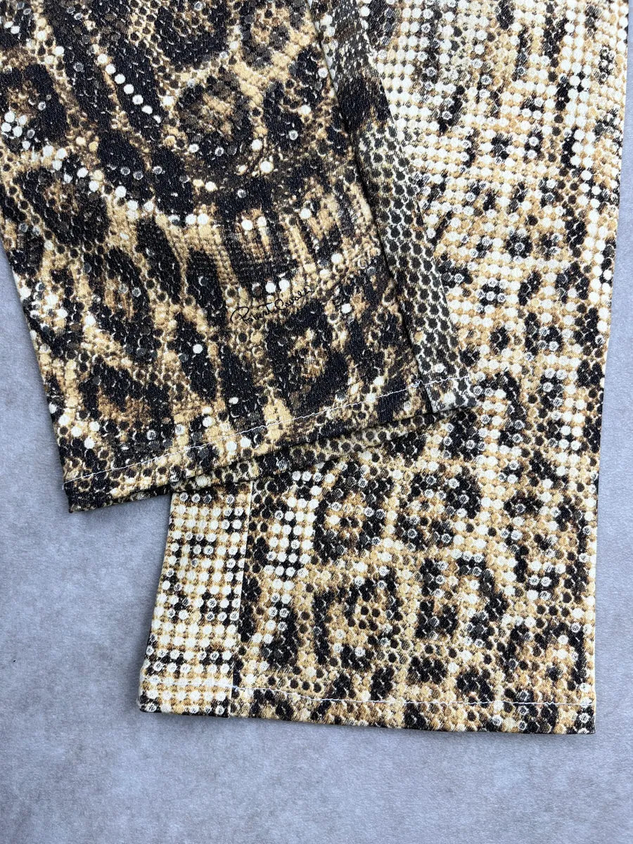 2000s Roberto Cavalli Beige Leopard Sequin Print Pants MFpKpVkS 7