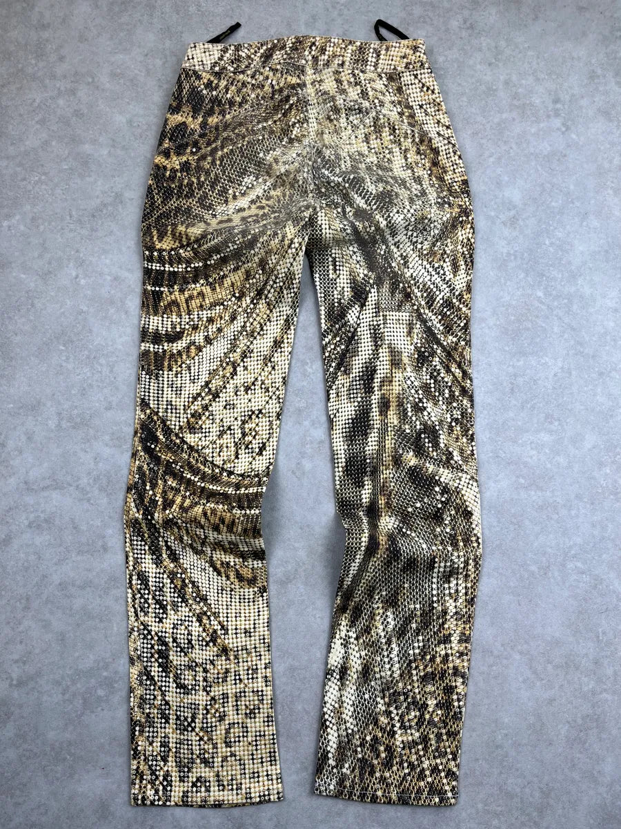 2000s Roberto Cavalli Beige Leopard Sequin Print Pants MFpKpVkS 1