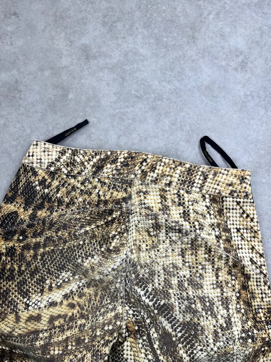 2000s Roberto Cavalli Beige Leopard Sequin Print Pants MFpKpVkS 6