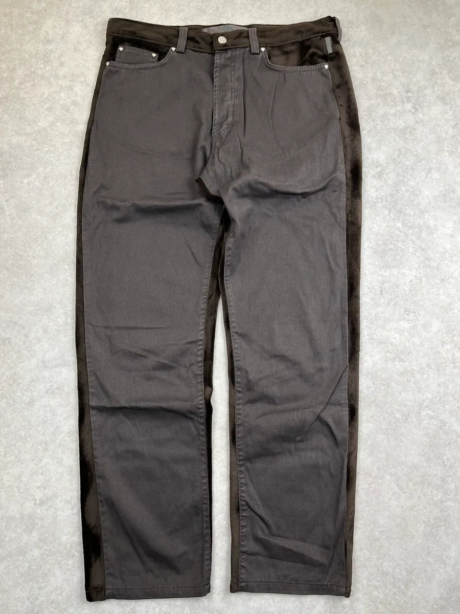 2000s Versace Brown Two Tone Contrast Velvet Panel Pants YxeTZkDE 2