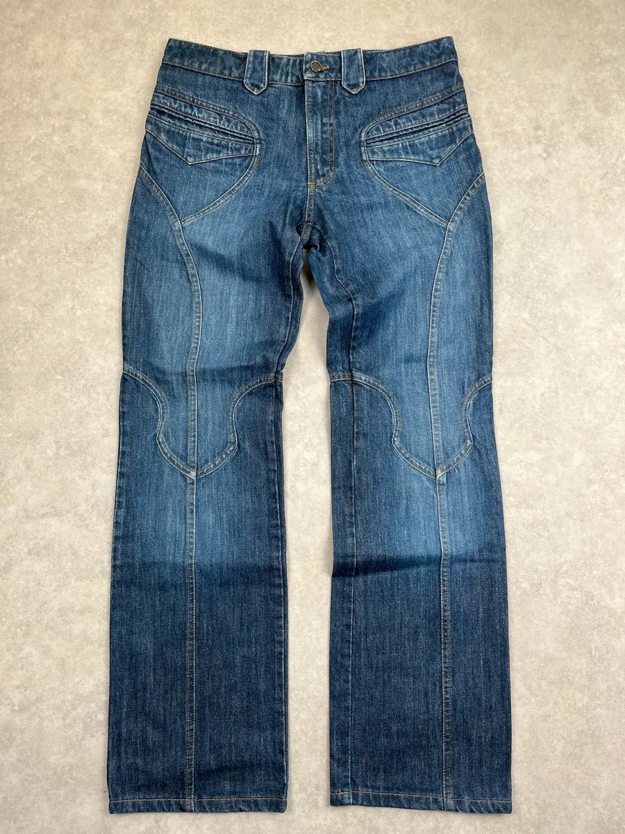 2000s Roberto Cavalli Blue Denim Panelled Jeans oimYoQrF 3