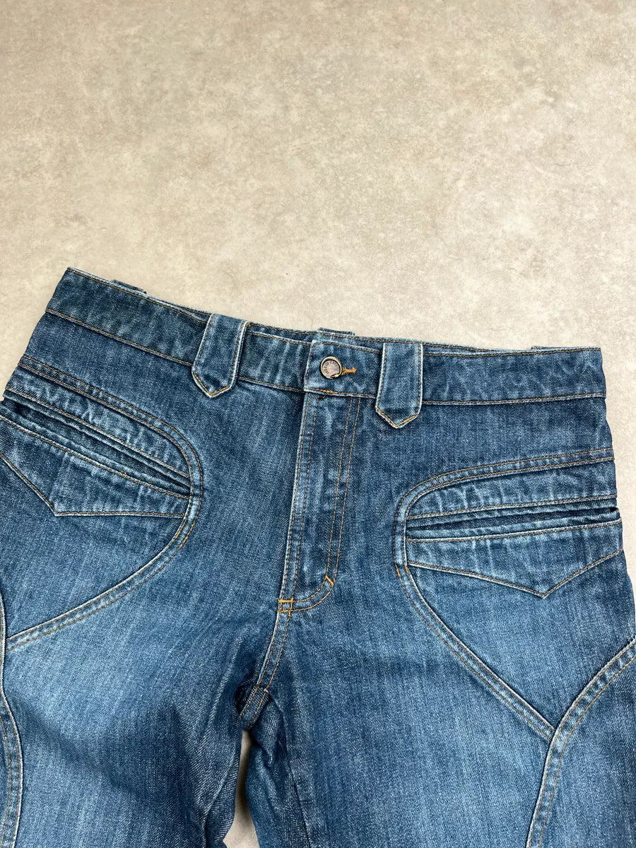 2000s Roberto Cavalli Blue Denim Panelled Jeans oimYoQrF 6