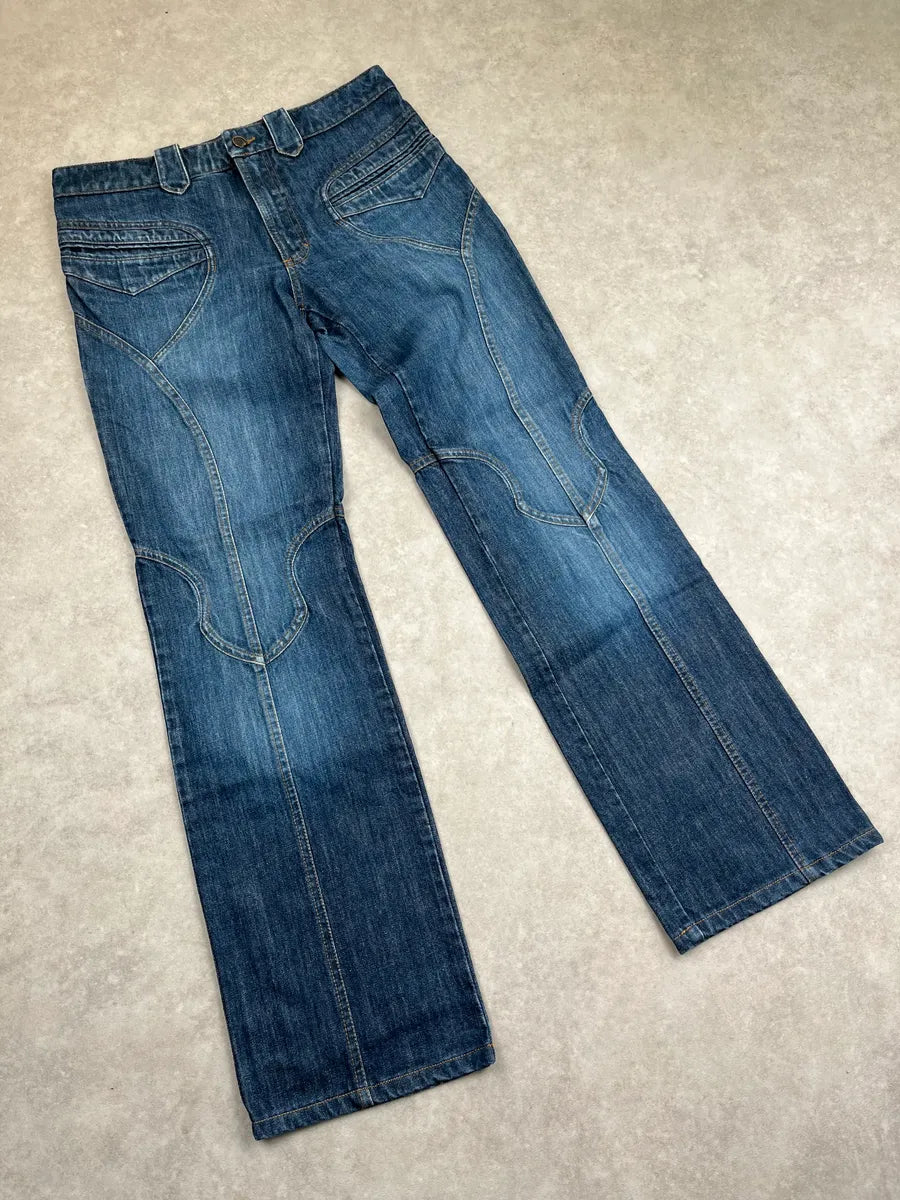 2000s Roberto Cavalli Blue Denim Panelled Jeans oimYoQrF 5