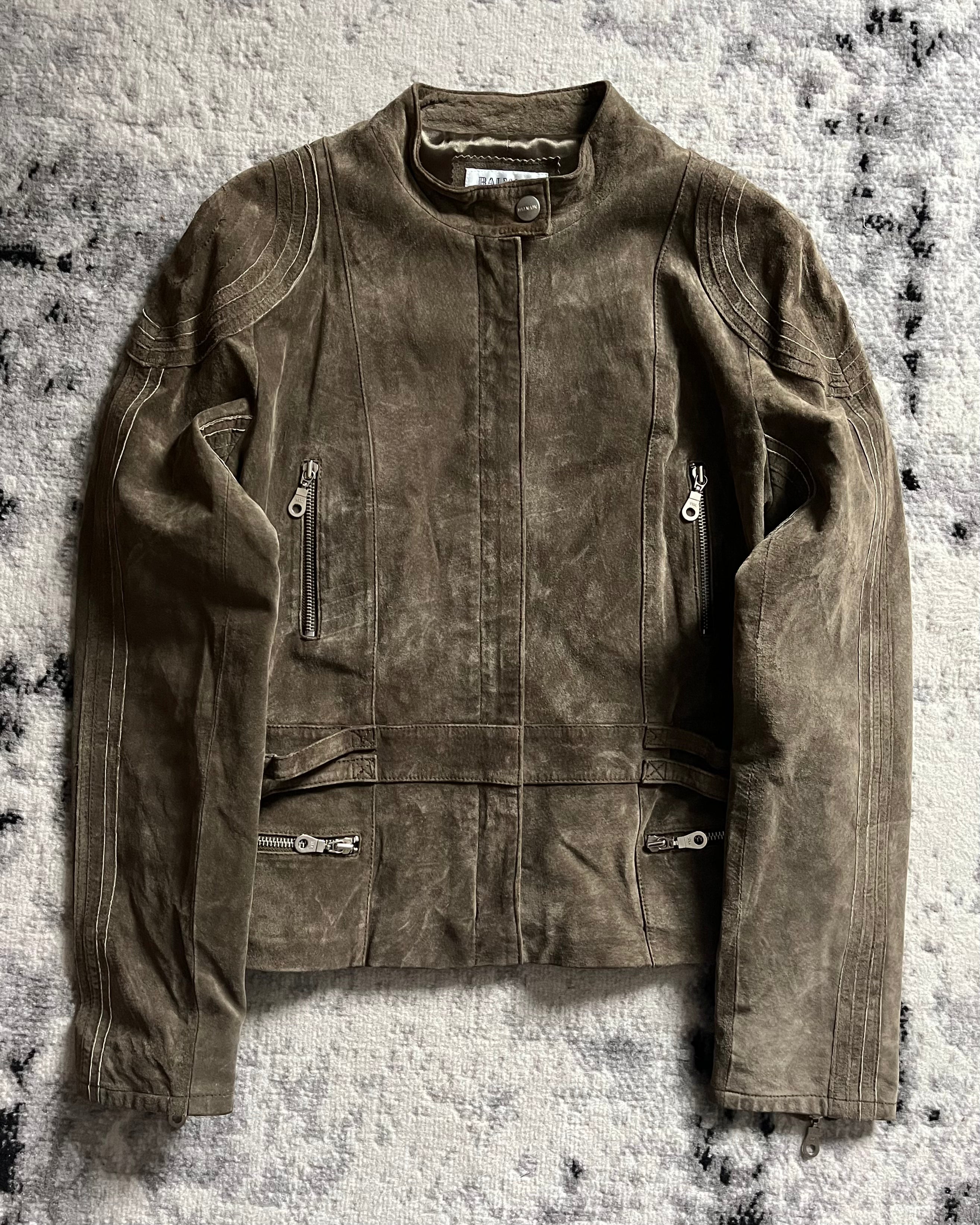 Balmain オリーブ プレリサイス ミニマル 7 ジップ ジャケット (XS/S)