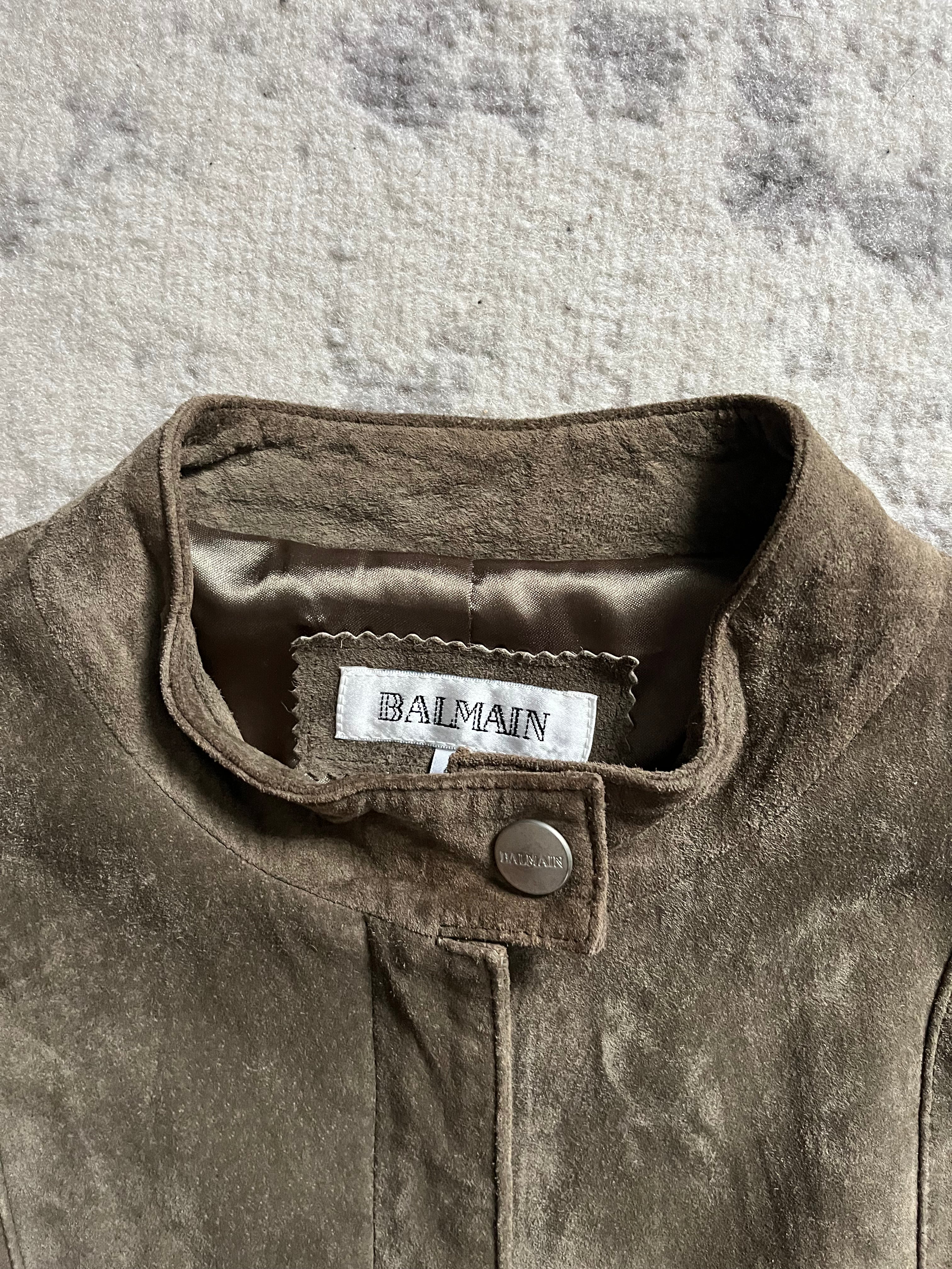 Balmain オリーブ プレリサイス ミニマル 7 ジップ ジャケット (XS/S)