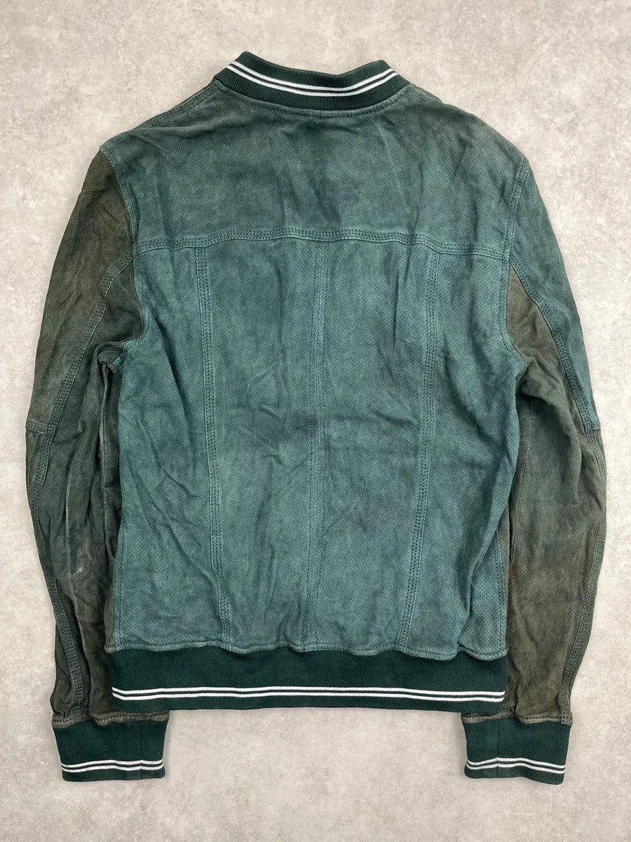 2000s Dolce & Gabbana Green Leather Perforated Bomber Jacket NOrOwxCL 4