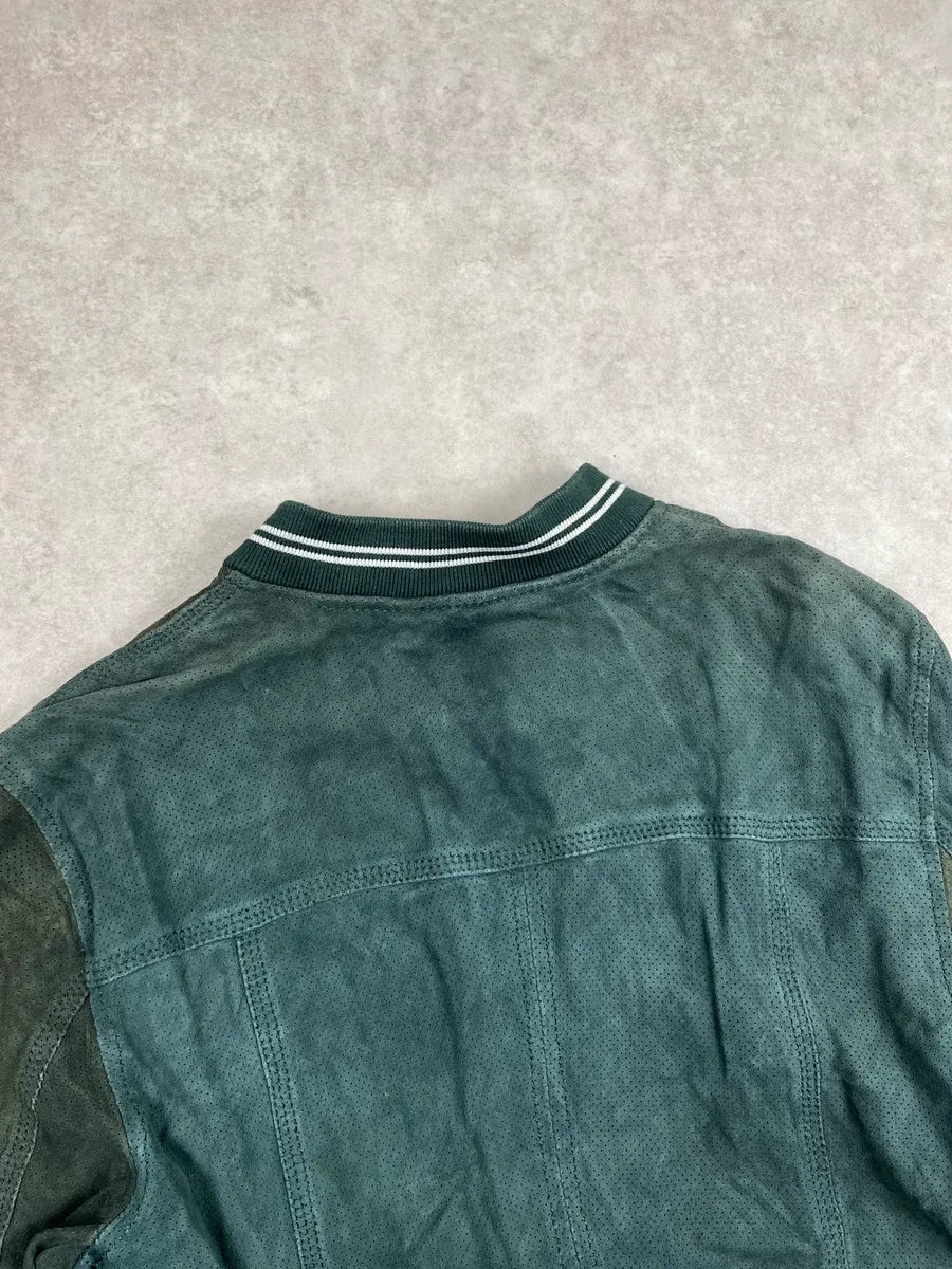 2000s Dolce & Gabbana Green Leather Perforated Bomber Jacket NOrOwxCL 6