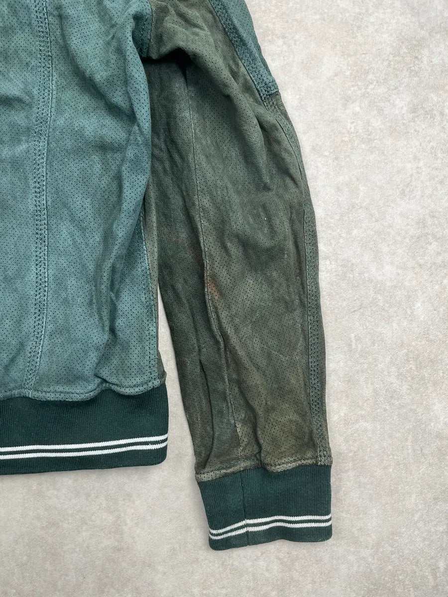 2000s Dolce & Gabbana Green Leather Perforated Bomber Jacket NOrOwxCL 8