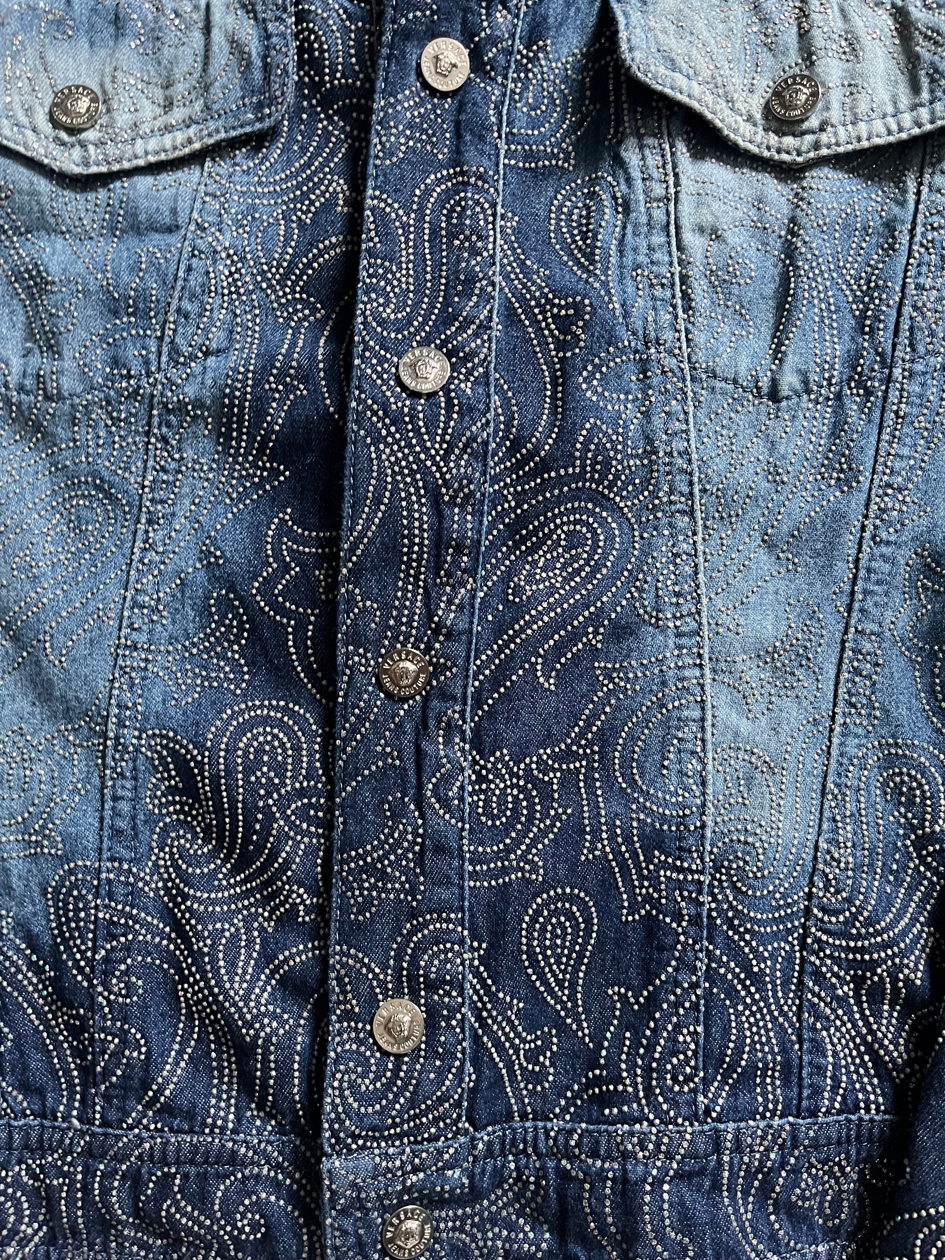 ヴェルサーチ ブルー フェード プレシャス デニム ジャケット (XS)