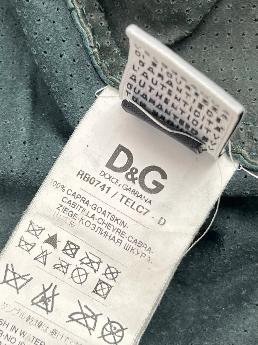 2000s Dolce & Gabbana Green Leather Perforated Bomber Jacket NOrOwxCL 10