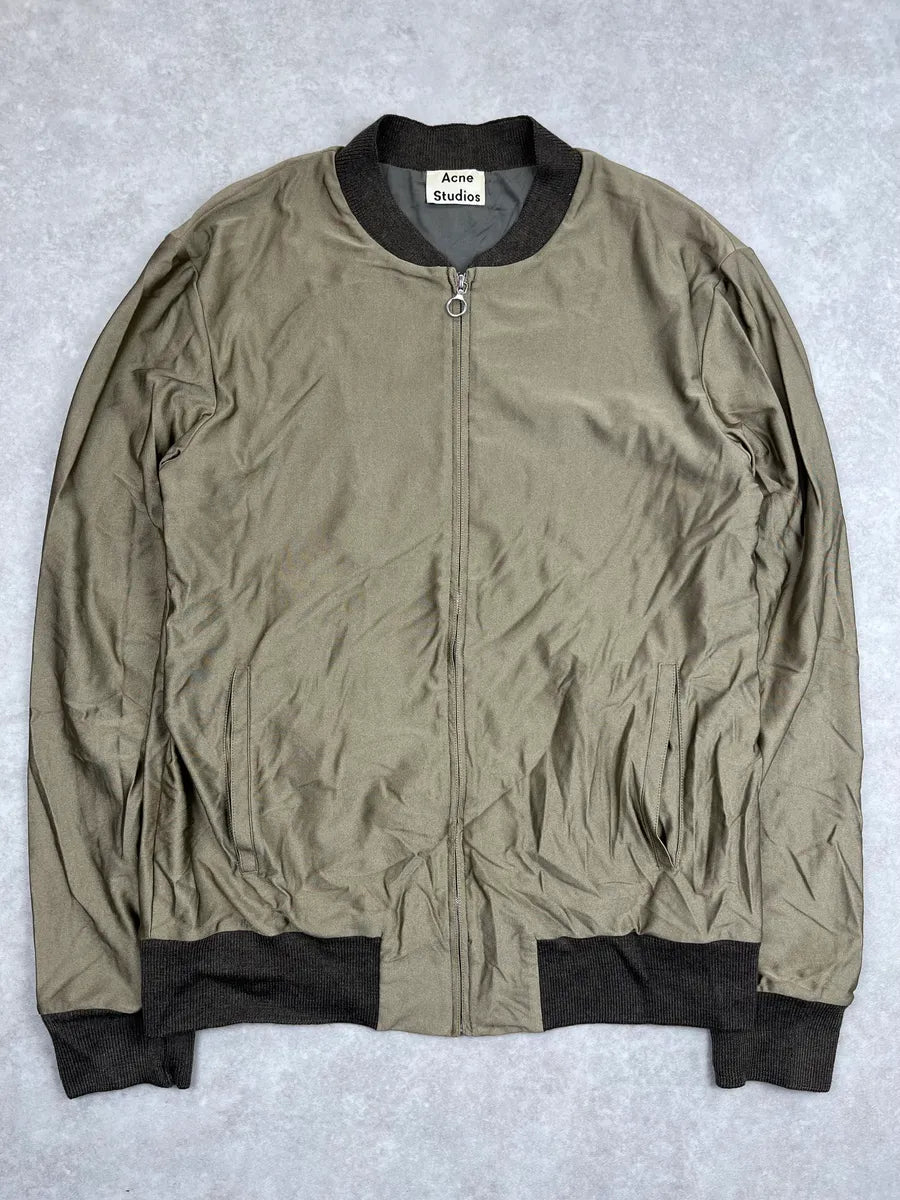 FW2015 Acne Studios Khaki Nylon Contrast Rib Light Jacket oDSyOBgo 0