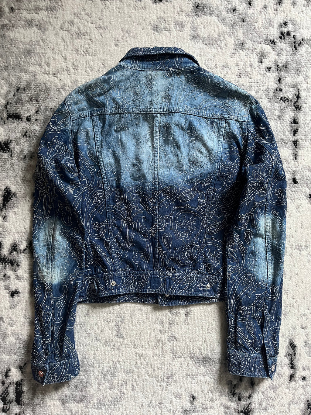 ヴェルサーチ ブルー フェード プレシャス デニム ジャケット (XS)