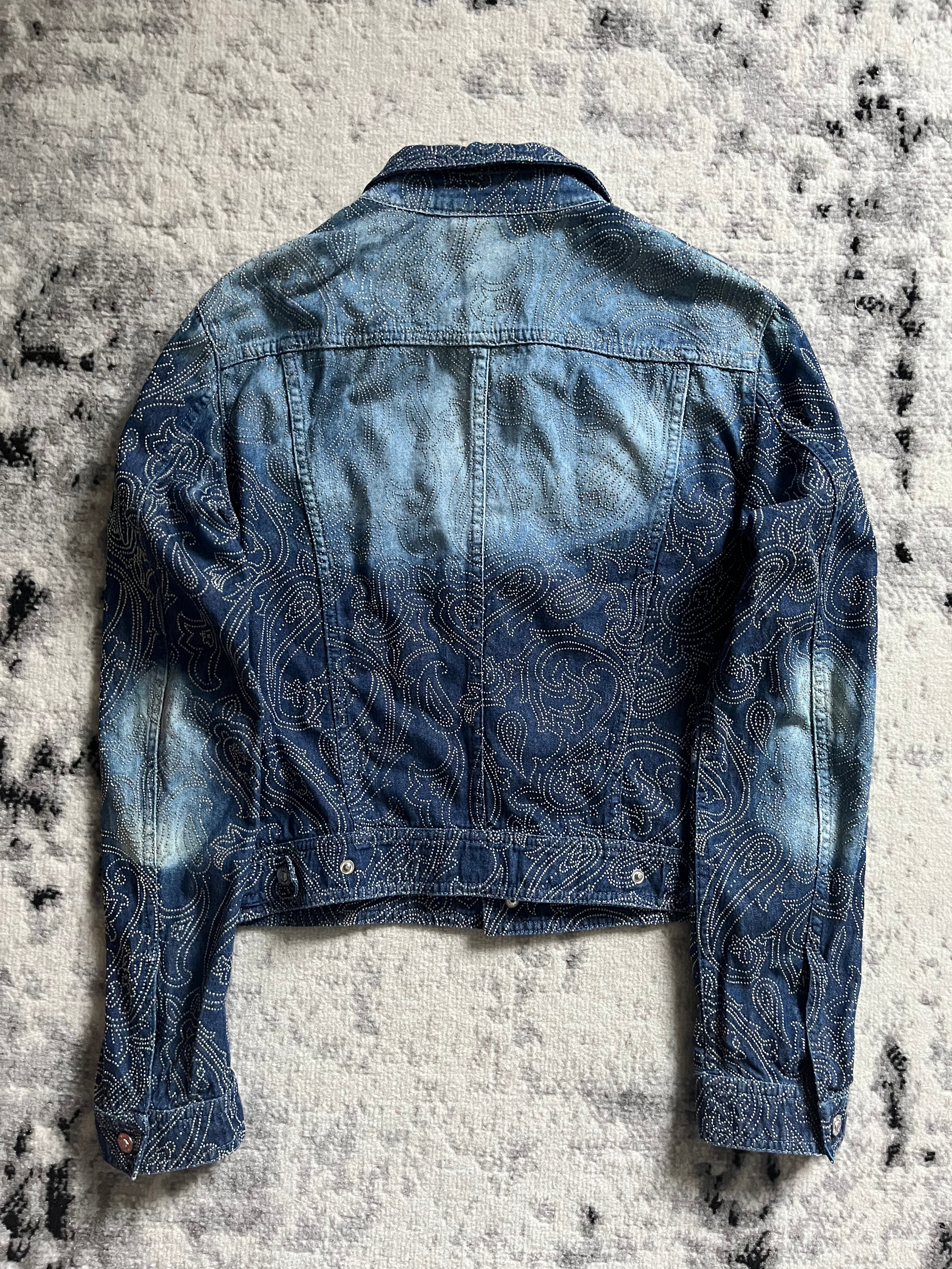 ヴェルサーチ ブルー フェード プレシャス デニム ジャケット (XS)